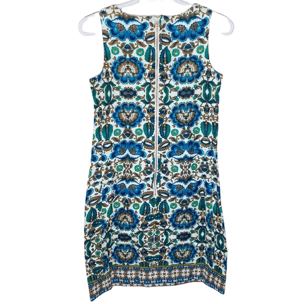 Just Taylor ethnic floral print shift dress with keyhole neckline size 2 - Picture 2 of 11